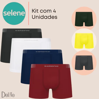 Kit com 4 Cuecas Boxer Selene Masculina Sem Costura Confortável em Oferta na Shopee