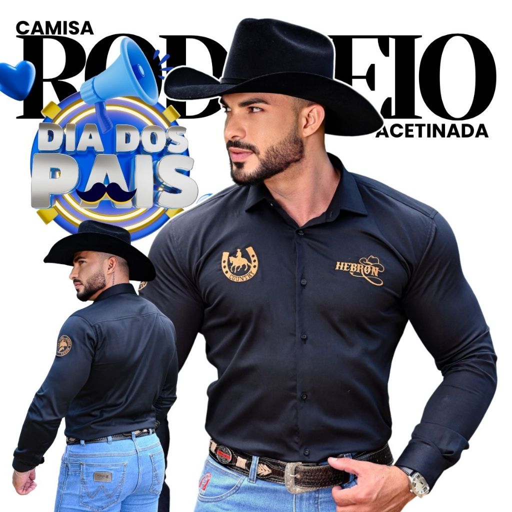 Camisa Social Masculina Acetinada Rodeio Cowboy Country | Shopee Brasil