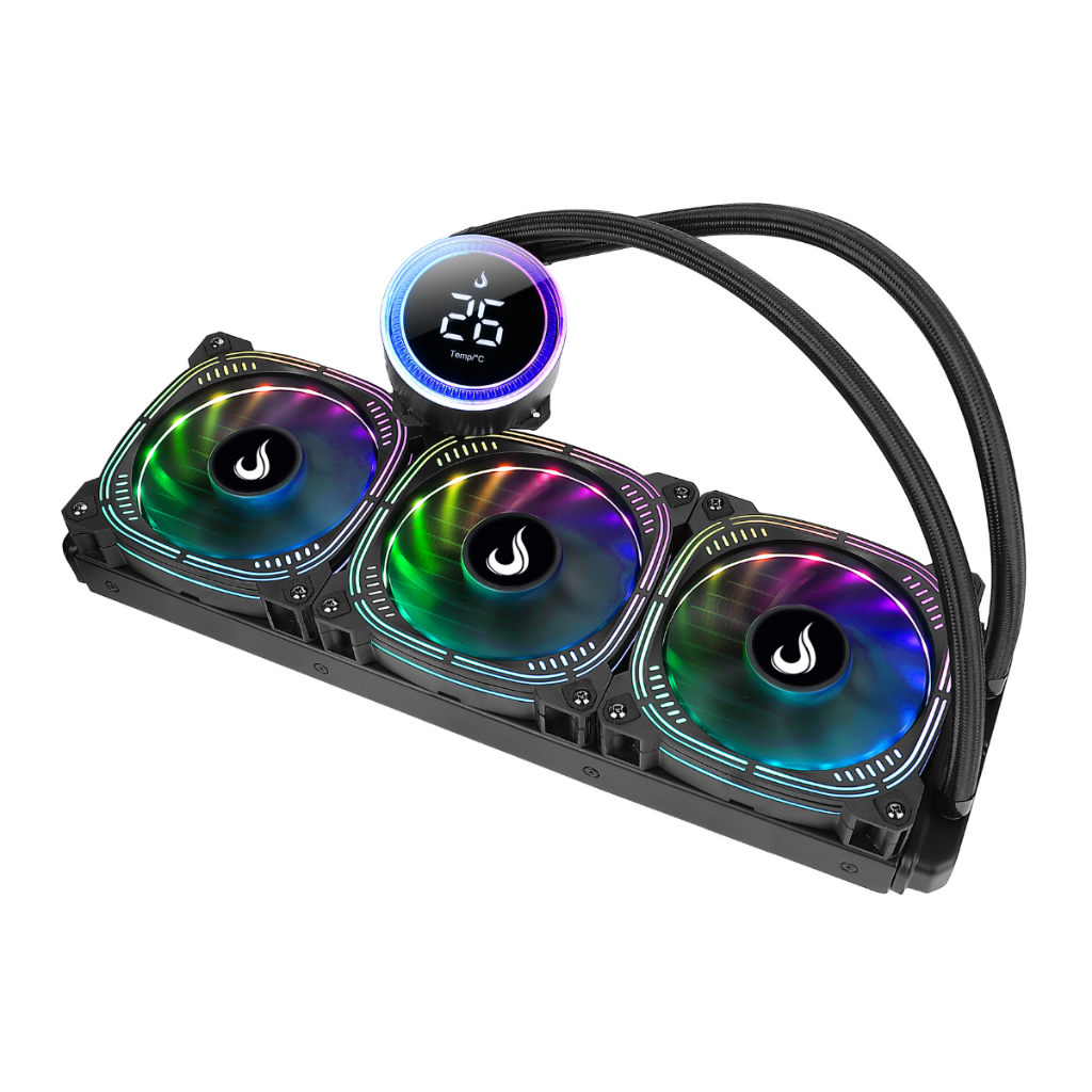 Water Cooler 360mm | Rise Mode | Aura Ice Black Argb | Intel e Amd | Preto | Display Temperatura