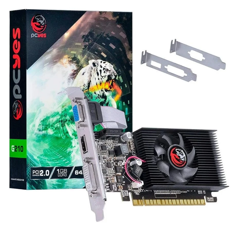 Placa De Vídeo Pcyes Geforce G210 1gb Ddr3 64bit