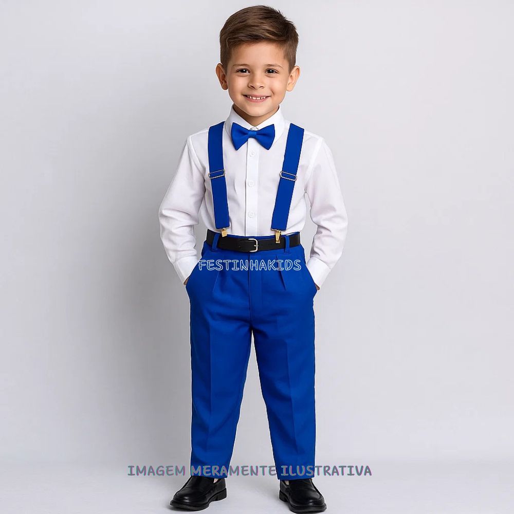 Conjunto Infantil Socials Miss Cherry Leo Azul Menino Royal Batizado ...