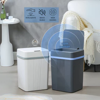 Lixeira Inteligente 18L com Sensor Automático Abre Fácil sem Toque Banheiro Cozinha Escritório