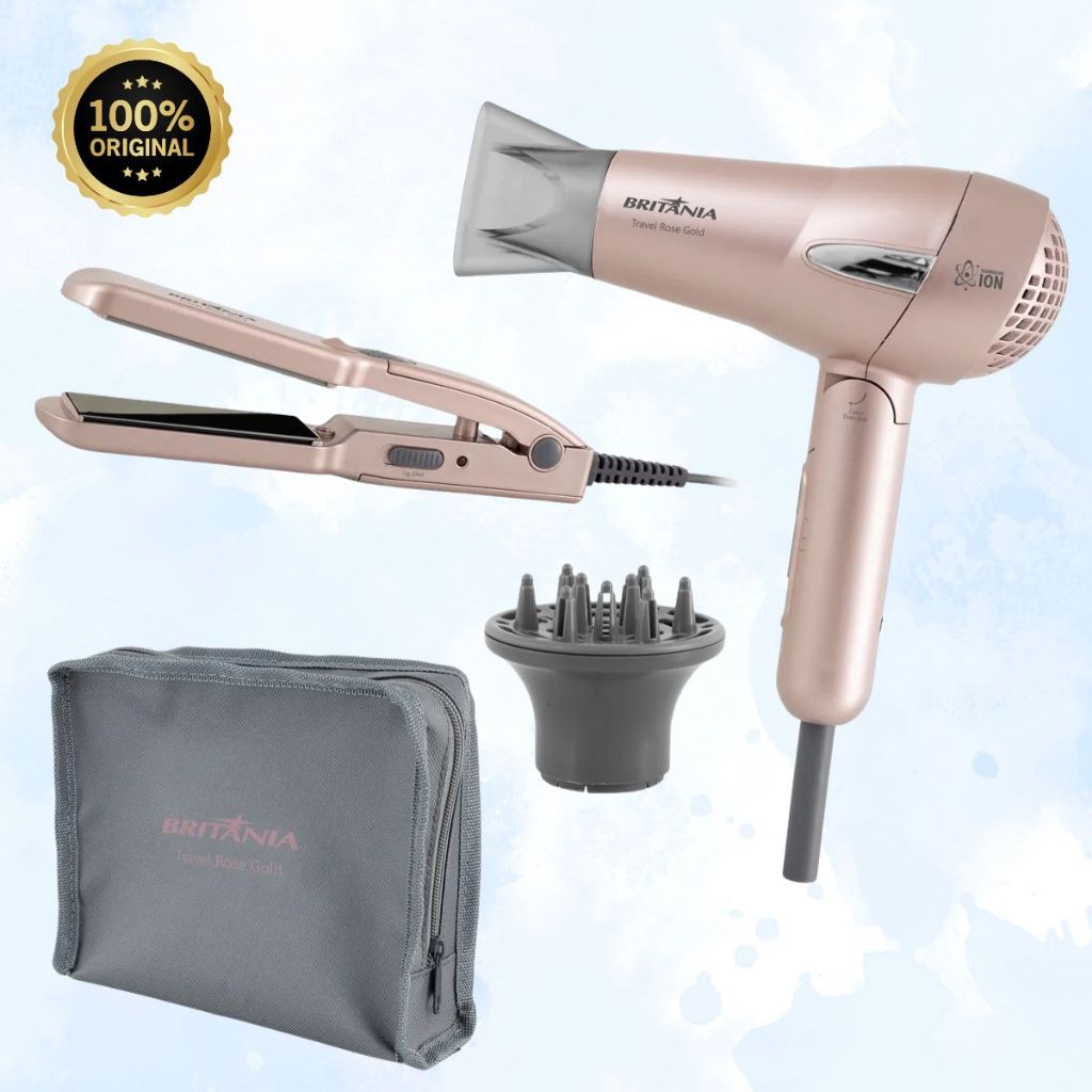Secador e Prancha Mini Kit para Viagem Compacto Potente Bivolt Britânia ...