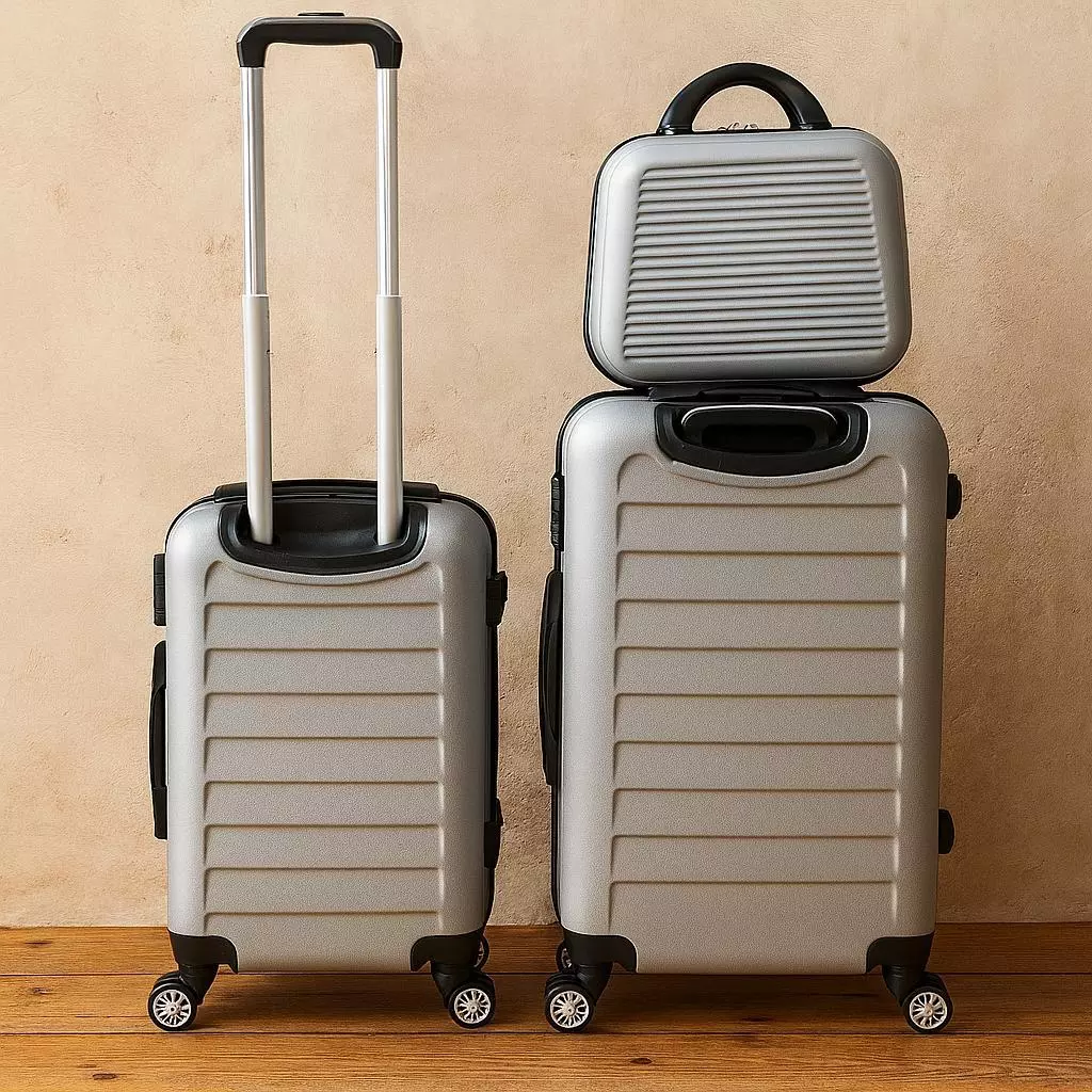 Kit 3 Malas de Viagem, Padrão ANAC, Capacidade - 23 e 10KG + Frasqueira, Rodas 360º e Trava de Segurança