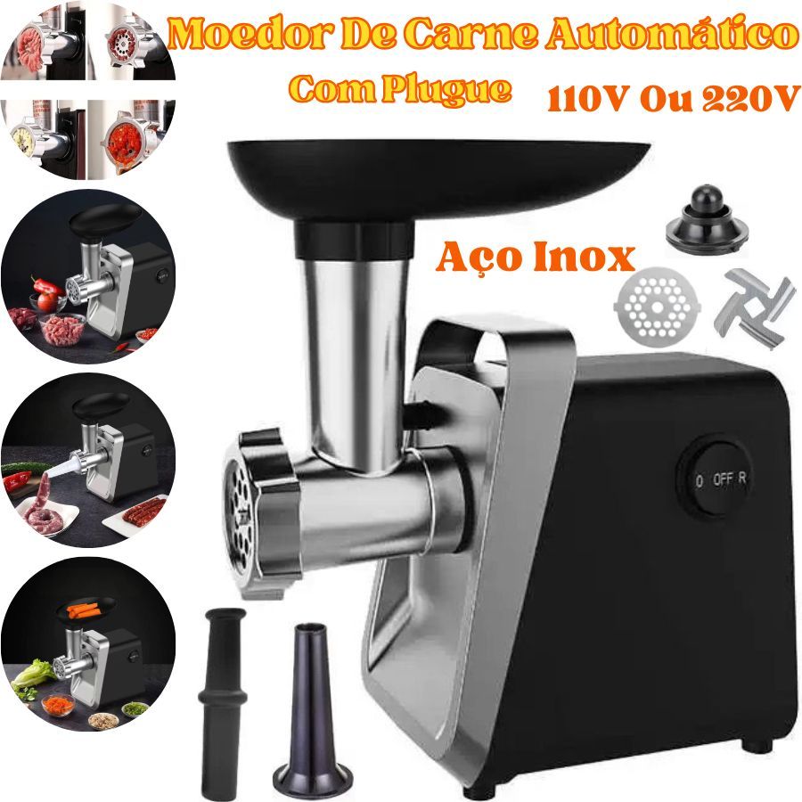 Moedor De Carne Automático 220V Ou 110V Aço Inox Para Carne 