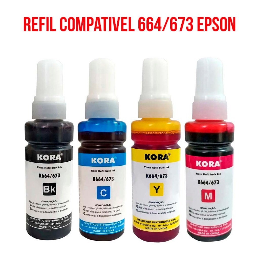 Tinta 664 673 kora compativel para Impressoras epson L395 L365 L220 ...
