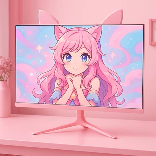 Monitor Gamer Rosa 27” LED IPS Full HD 100Hz Alto-Falante – Estilo Fofo com Desempenho