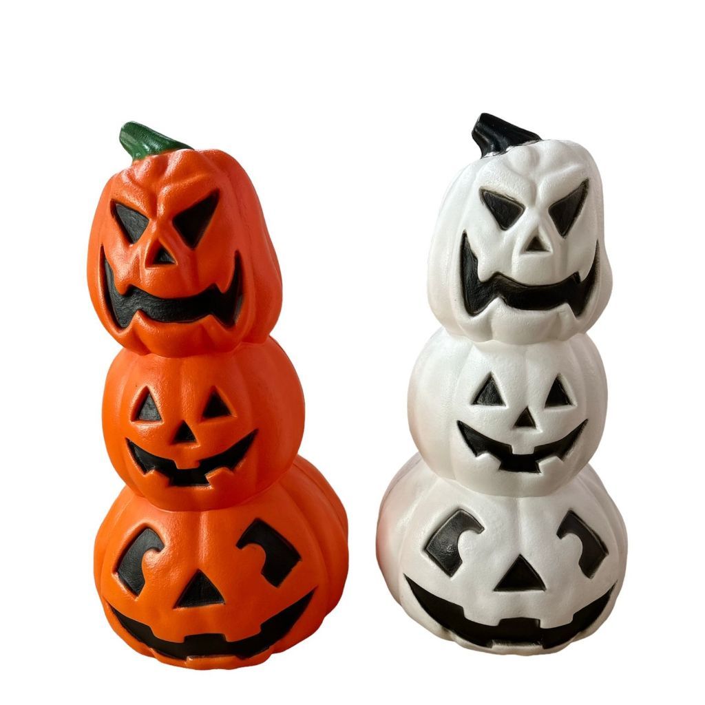 Torre Trio De Abóbora Halloween Enfeite Decoração Festa 40cm