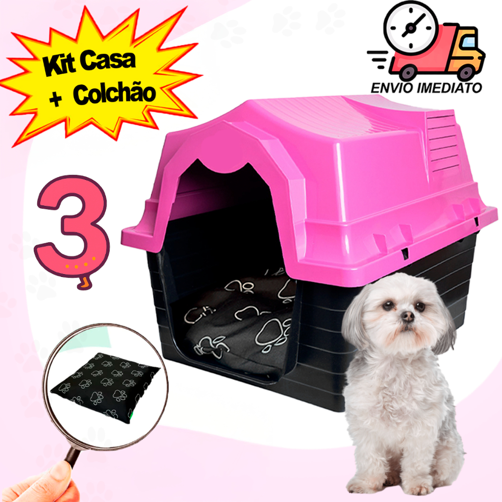 Casinha De Cachorro N 3 Mais Colchonete Sob Medida Casinha cachorro Cama Para Cachorro Pet Pequeno | Shopee Brasil