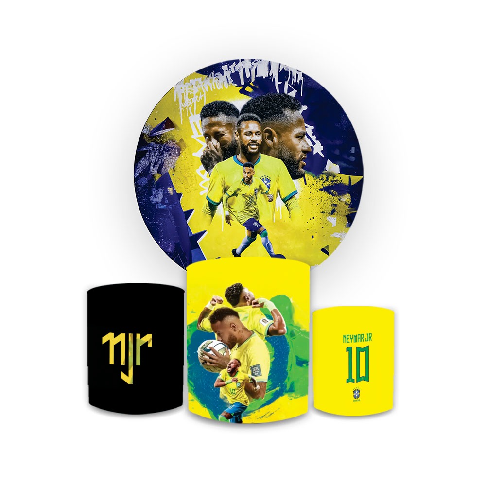 Kit Painel Redondo Sublimado + Trio De Capas Cilindros Vest Facil Tema Ney Brasi