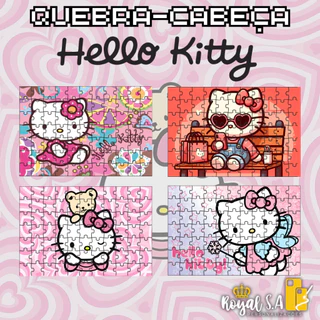 Quebra-Cabeça personalizado Hello Kitty em MDF - Puzzle 24pç/ 32pç/ 64pç/ 90pç/ 200pç/ 500peças