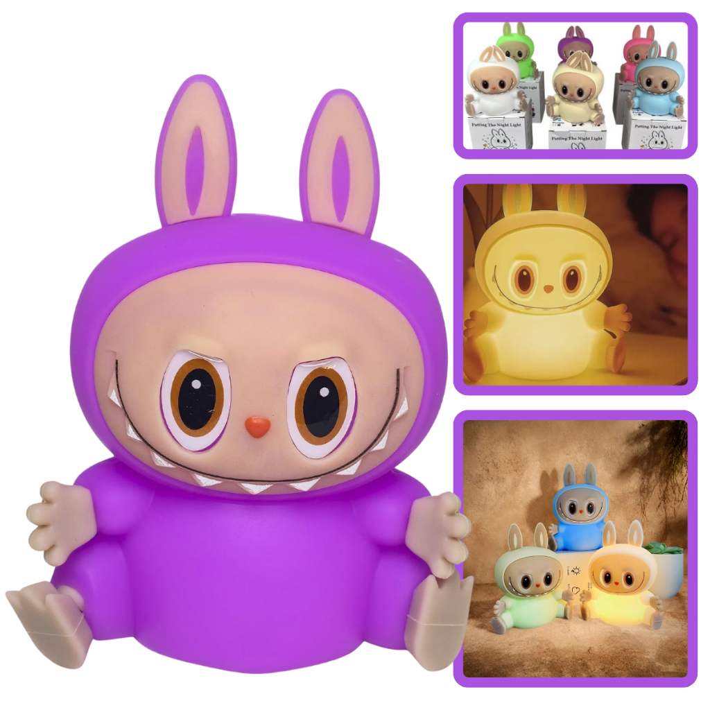 Luminaria Labubu Abajur Infantil Noturna Recarregável Led Muda de Cor ...