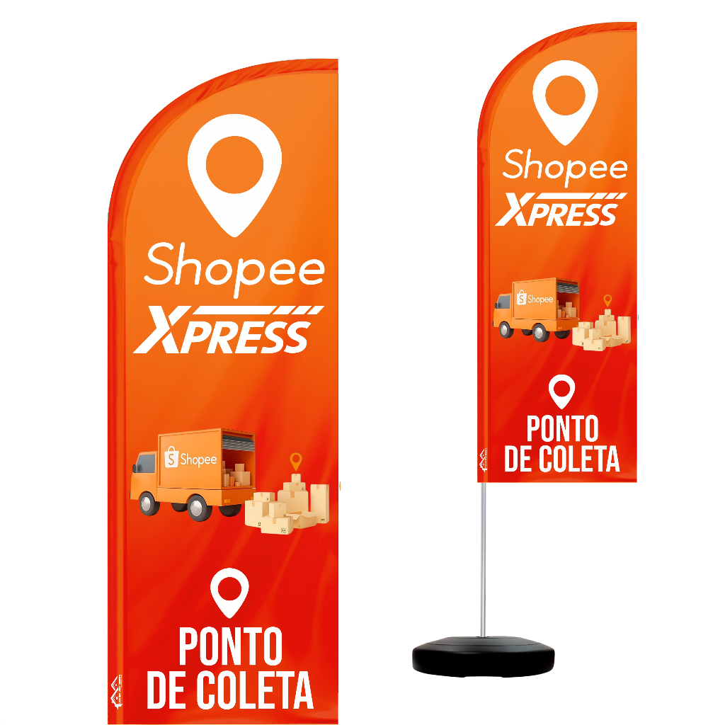 Wind Banner Completo 2,10m Ponto de Coleta Shopee - Escorrega o Preço