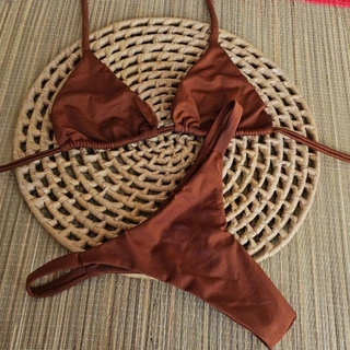 🔥 Biquíni Cortininha + calcinha marquinha  de fita bronze Marrom Chocolate | perola  | preto ,Tecido Premium 🔥 em Oferta na Shopee