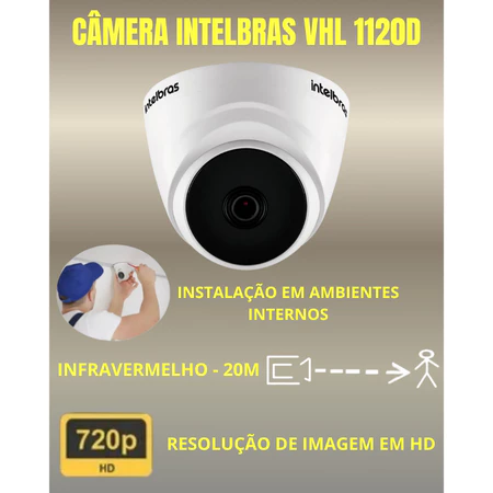 Kit 5 Câmeras de Segurança Intelbras Completo Dvr 8 ch 5 Câmeras VHC 1120B S Hd