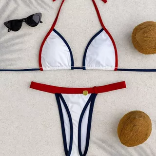 CONJUNTO BIQUINI FEMININO FITA BRONZE POLIAMIDA MARINHEIRO BEACH LUXO GRINGA em Oferta na Shopee