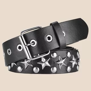 Cinto Unissex De Cintura Decorado Com Lantejoulas Prata Estilo Punk
