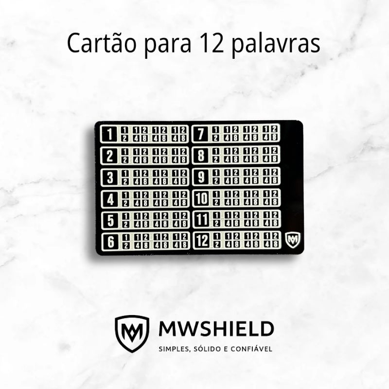 Cold Wallet Polímero BIP 39 | Seed Bitcoin Offline 12 palavras | Carteira fisica de plástico