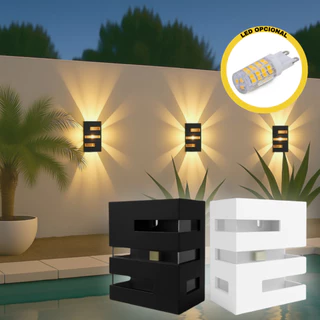 Kit 4 Arandelas LED Bivolt Preta ou Branca | Luz Quente ou Fria | Para Fachada Jardim Corredor
