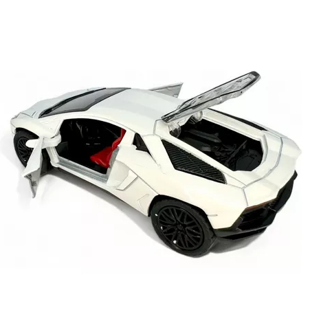 Miniatura Lamborghini Aventador – Cores Branco Pérola e Cinza, em