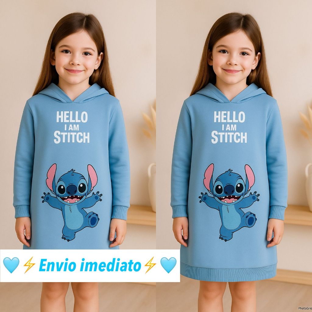 Roupa infantil menina vestido do stitch com capuz menina estilosa ...