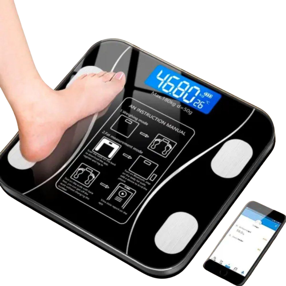 Balança Digital Bioimpedância Bluetooth APP Saúde Corporal Android iOS ...