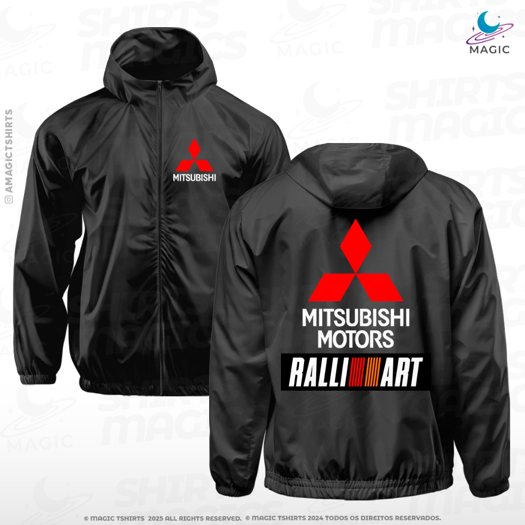 Blusa Corta Vento Mitsubishi Ralliart Frente e verso Unissex
