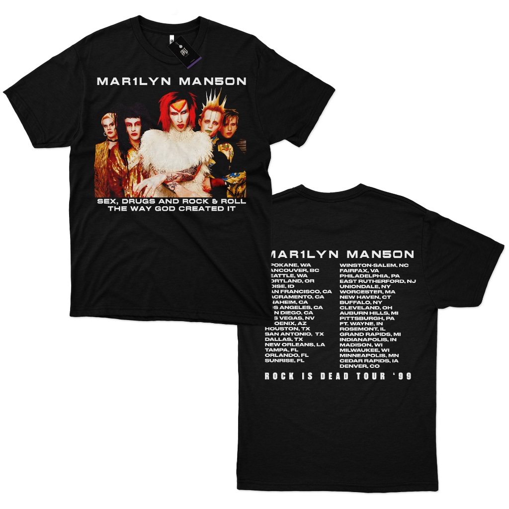 Marilyn Manson Rock Is Dead Tour 99 Tシャツ Camiseta Marilyn Manson Rock Is Dead Tour 1999 Vintage 100