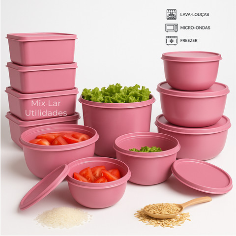 Kit 15 potes plásticos herméticos para cozinha — foto 1 — Achou Levou Brasil