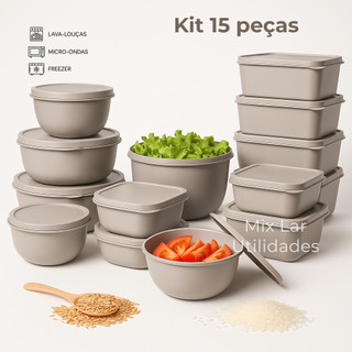 Kit 15 potes plásticos herméticos para cozinha — foto 5 — Achou Levou Brasil