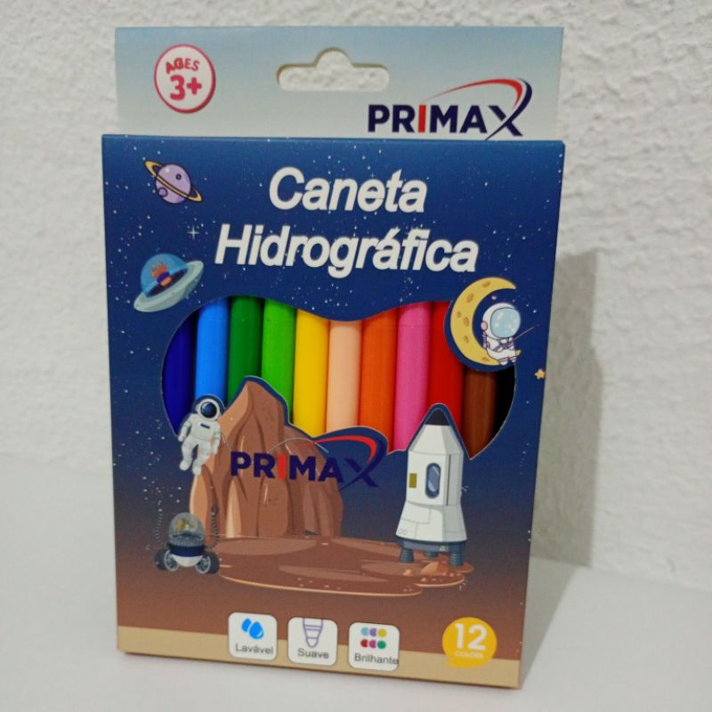 caneta hidrocor primax 12 cores ótima qualidade | Shopee Brasil