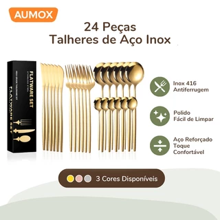 Kit 24 Talheres de Aço Inoxidável para Uso em Casa, Restaurantes, Festas e Casamentos