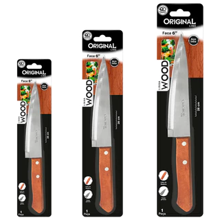 Faca Para Cozinha Resistente Lâmina em Aço Inoxidável Corte Rápido Vários Tamanhos Cabo Madeira em Oferta na Shopee