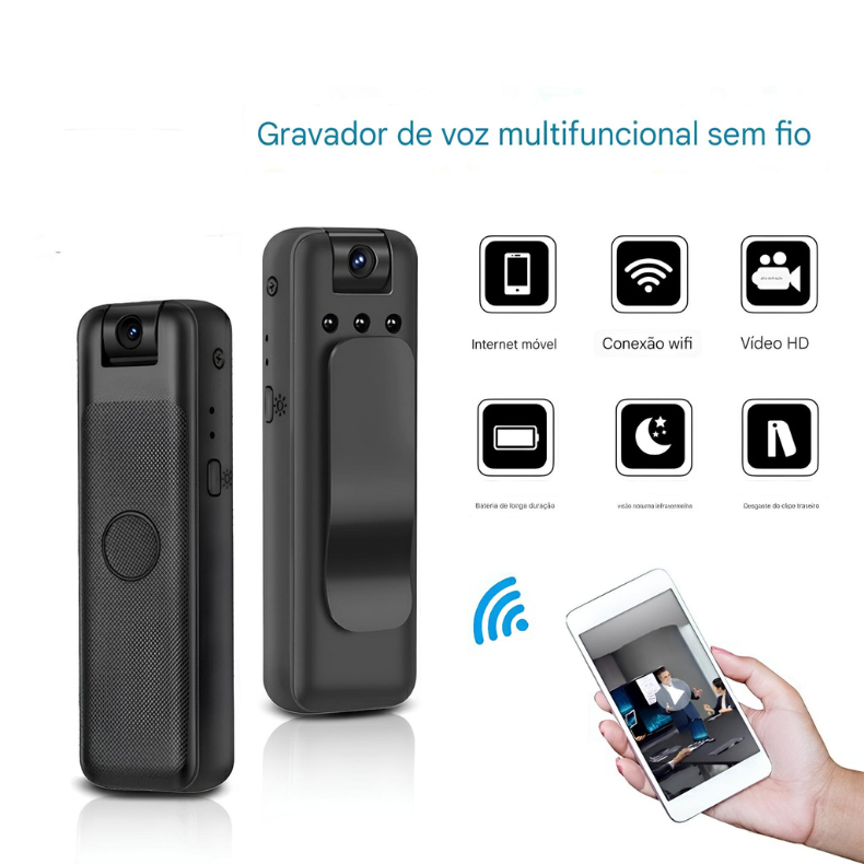 Mini câmera Portátil HD 1080P Do Projeto Grampo Traseiro WiFi visualização Remota Gravadores de vídeo