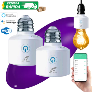 Kit 2 Soquete Inteligente Wi-fi E27 Bocal Lâmpada Alexa e Google Casa Inteligente Automação