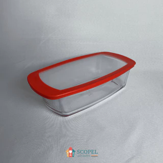 Pote / Assadeira de vidro com tampa retangular 1,5lts Marinex