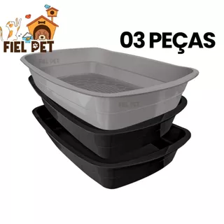 Caixa de Areia para Gato Bandeja Higiênica Furba Sanitária Areia Gatos Small MEC Pet com 3 Peças
