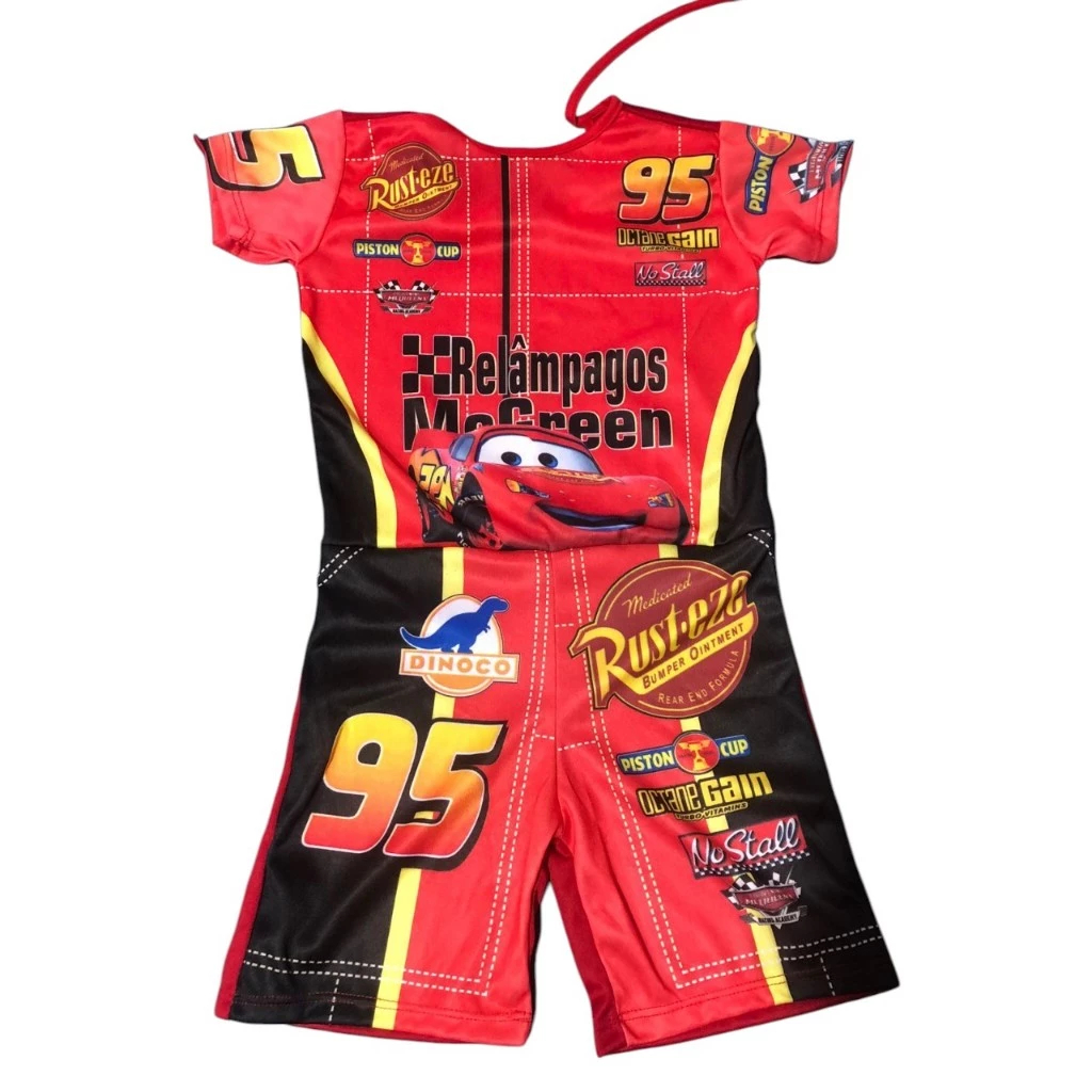 Fantasia Roupa Infantil Relâmpago Mcqueen Carros Piloto | Shopee Brasil