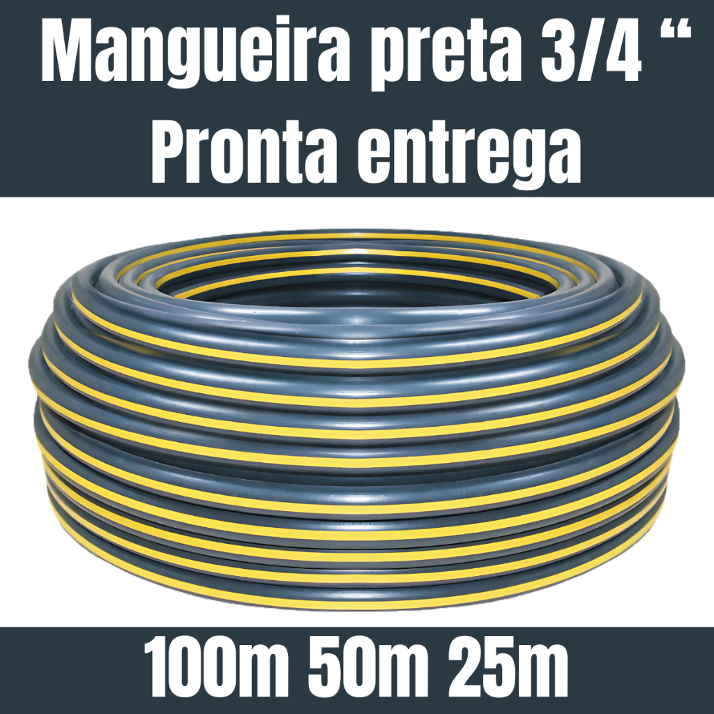 Mangueira Plástica Preta 3/4 Pol | 20mm Reforçada Flexível | Tubo PEBD ...
