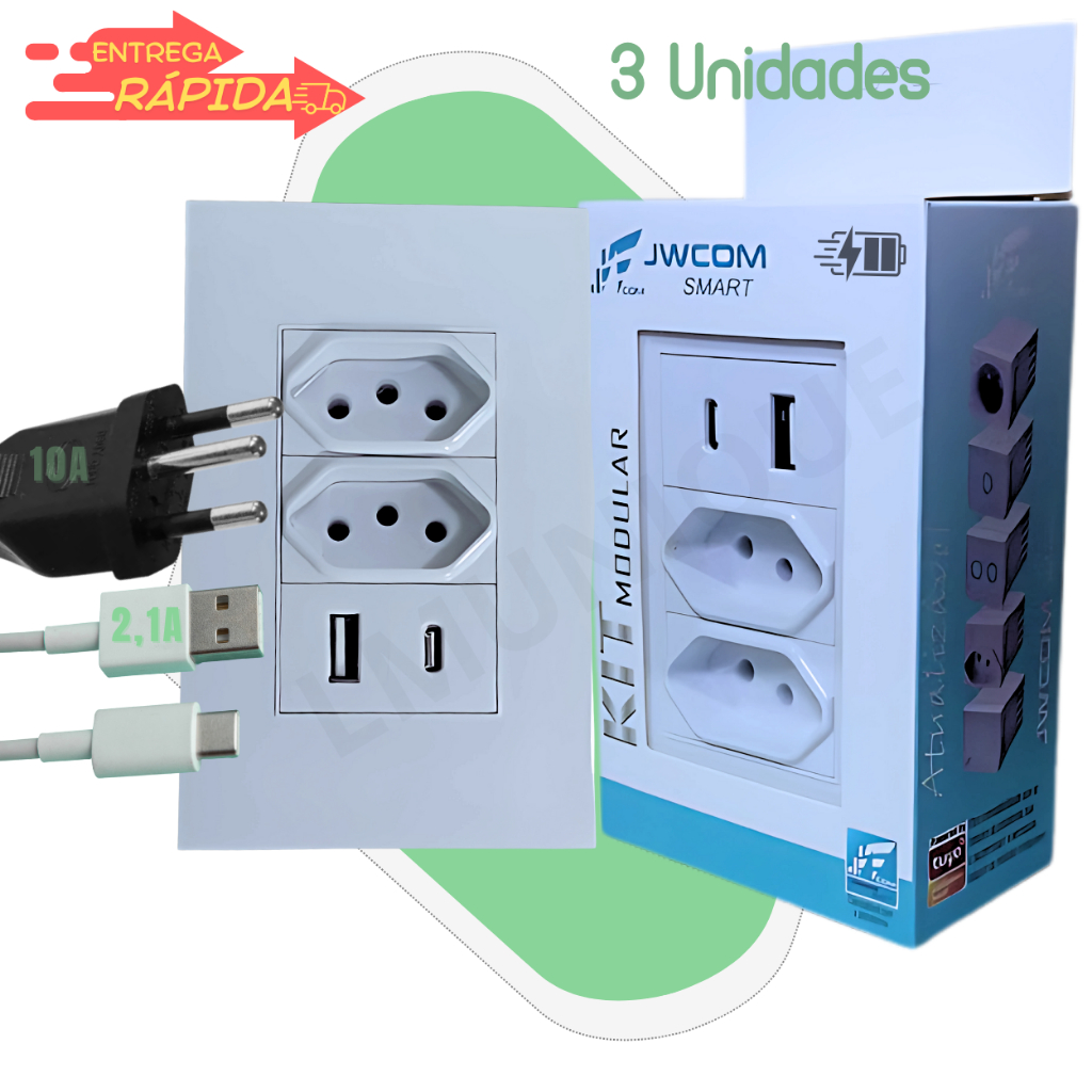 Tomada Usb Carregador Universal Dupla Bivolt Parede Branca Acabamento Premium