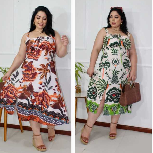 Vestido mídi Plus size elegância e confortável INSPIRAÇÃO FARM | Shopee ...