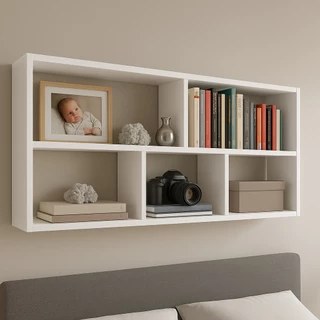 SUPORTE PRATILEIRA DE LIVRO DECORAÇAO MDF 70X50CM BRANCO PRATELEIRA QUARTO SALA ESCRITORIO ESTANTE ARMARIO