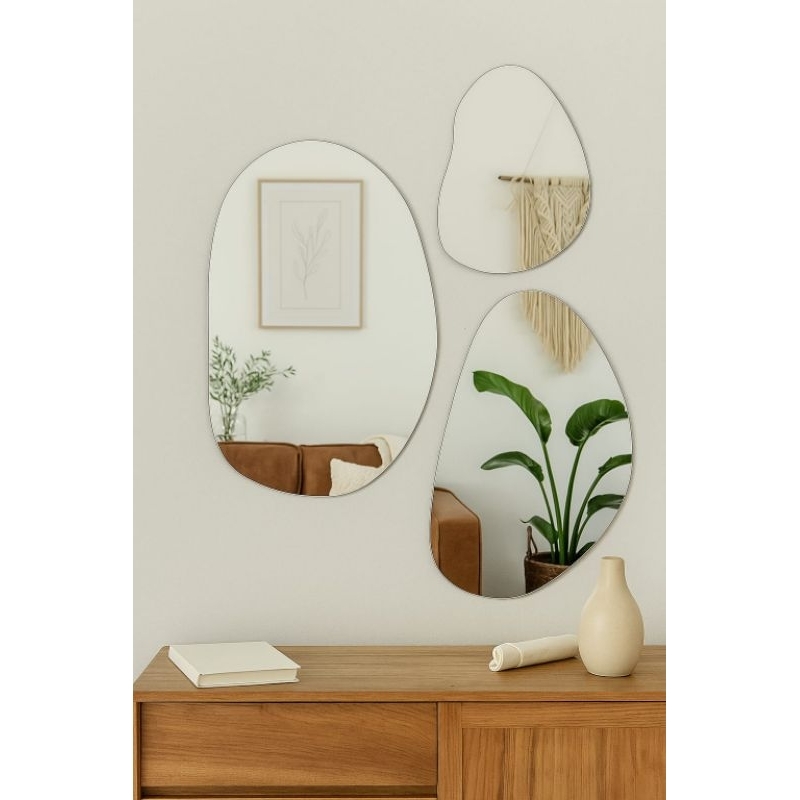 Kit 3 Espelhos Orgânicos Decorativos Lapidados 3mm Moderno para Sala ...