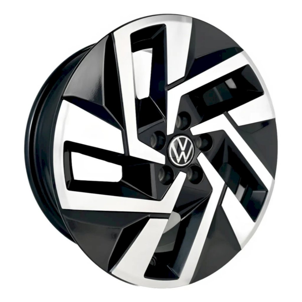 Kit 2 Rodas T-cross Polo Virtus 2025 Aro 16x6 5x100 Preto com