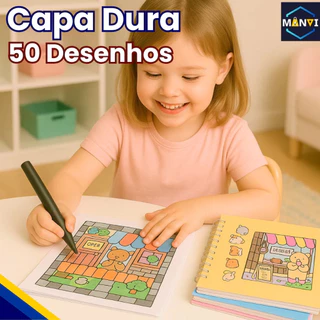Kit Livro Colorir Canetinha Infantil Adulto 50 Desenhos Ursinho Bob Capa Comum Sortida Good Legal em Oferta na Shopee