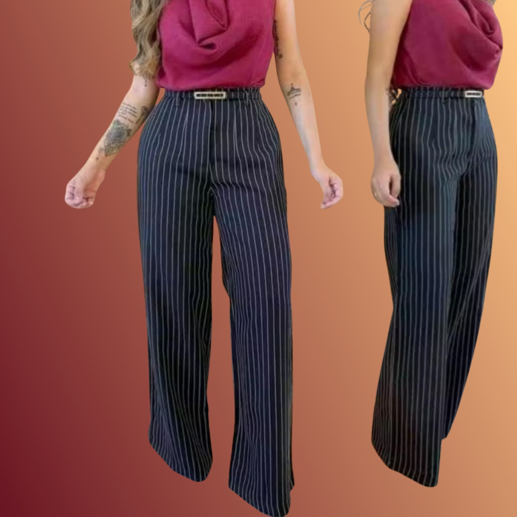 Calça Preta de Risca de Giz Feminina em Oferta | Shopee 2026
