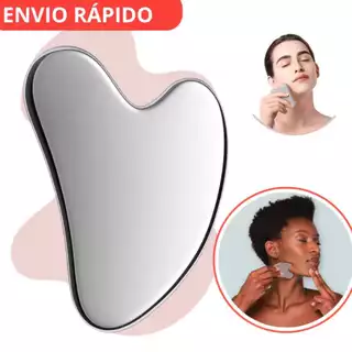 Gua Sha Inox Massagem Drenagem Facial Corporal Relaxante Antissinais + Bag Veludo de Brinde Skincare