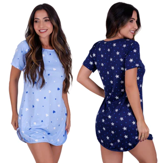 Camisola Virginia Manga Curta Suede Noite Pijama Inverno Roupa Para Dormir Camisao em Oferta na Shopee