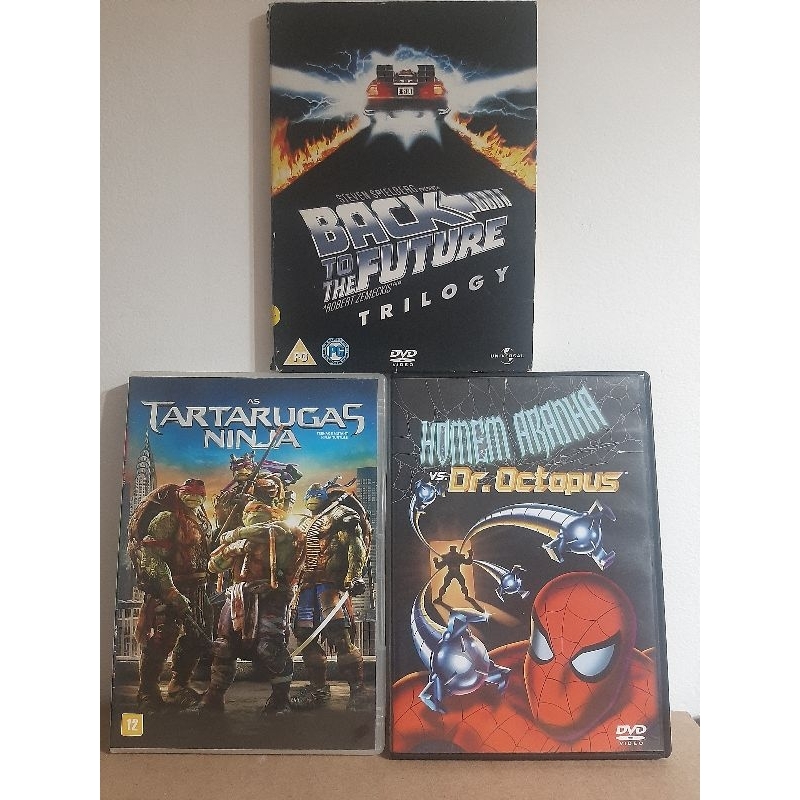 DVD FILME AS TARTARUGAS NINJA HOMEM ARANHA VS DR OCTOPUS E BACK TO