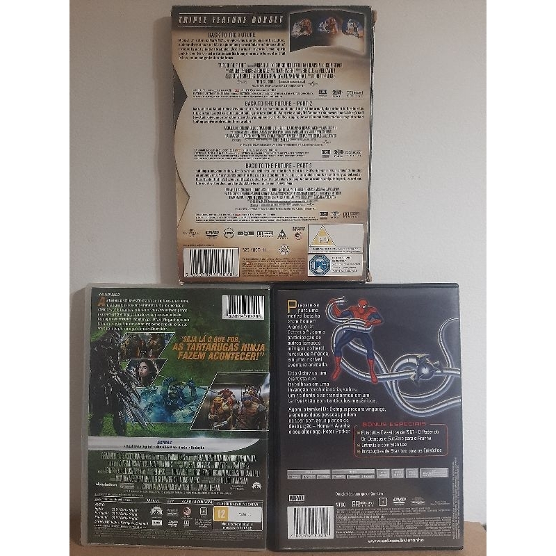 DVD FILME AS TARTARUGAS NINJA HOMEM ARANHA VS DR OCTOPUS E BACK TO